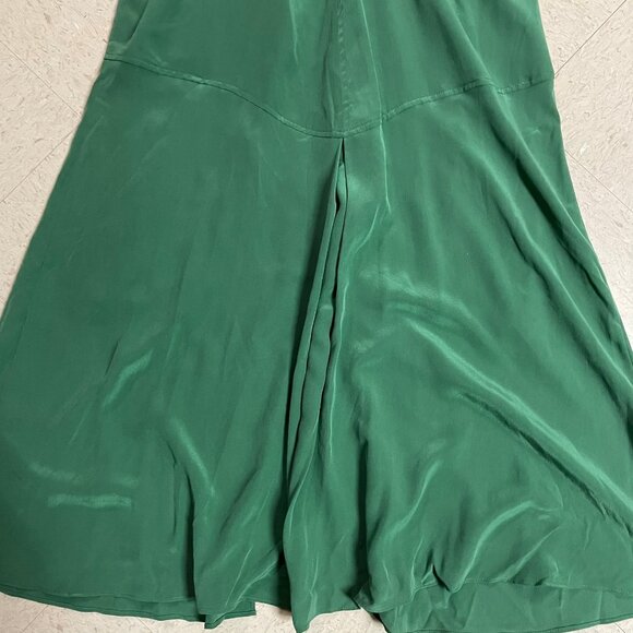 EQUIPMENT FEMME‎ Arya Green Silk Ruched Midi Dress Elegant Old Money Chic - Picture 13 of 16
